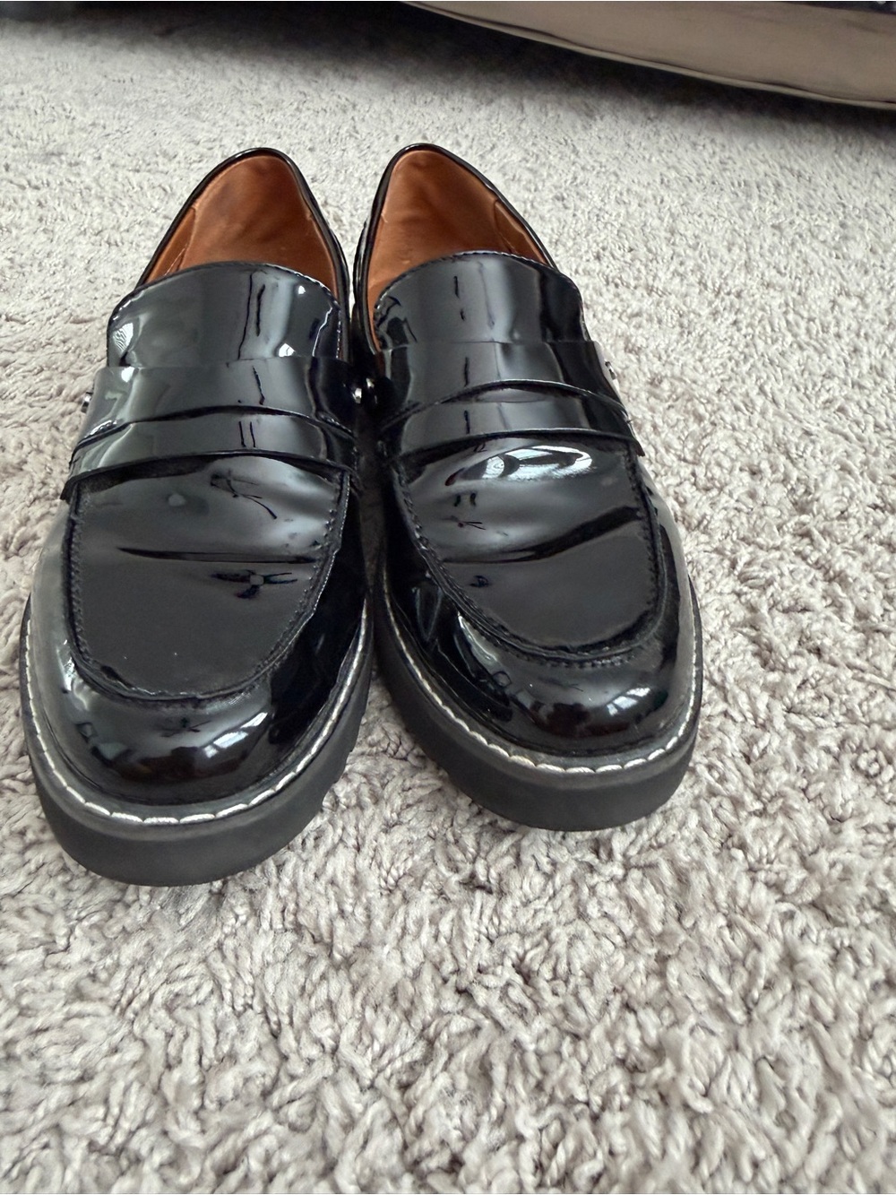 Franco Sarto Black Patent Leather Penny Loafers - Picture 5 of 8